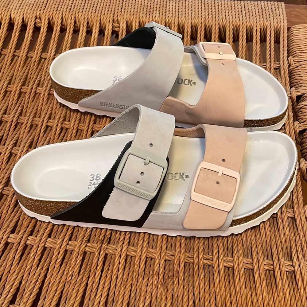 New Birkenstock Arizona Split Two Tone Leather Sandal - Picture 3 of 5